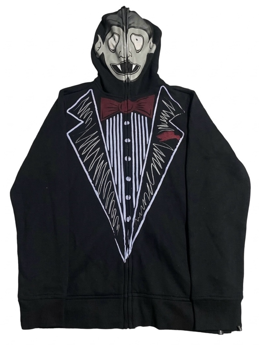 Tony Hawk Black Graphic Tuxedo Zip-Up Jacket with Masked Hood
